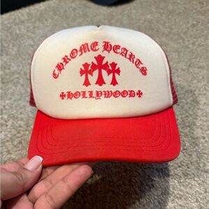 Chrome Hearts Hollywood Red and White Cap
